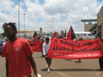 Anarchist banners at Abahlali baseMjondolo Solidarity, Soweto, 5 December 2009