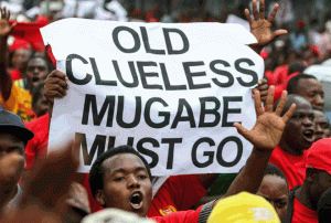 Anti-Robert Mugabe protesters in Harare, Zimbabwe